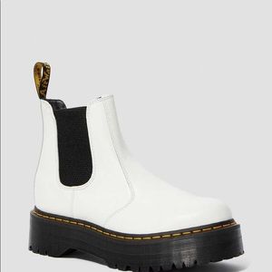 Dr. Martens Leather Platform Chelsea Boots White